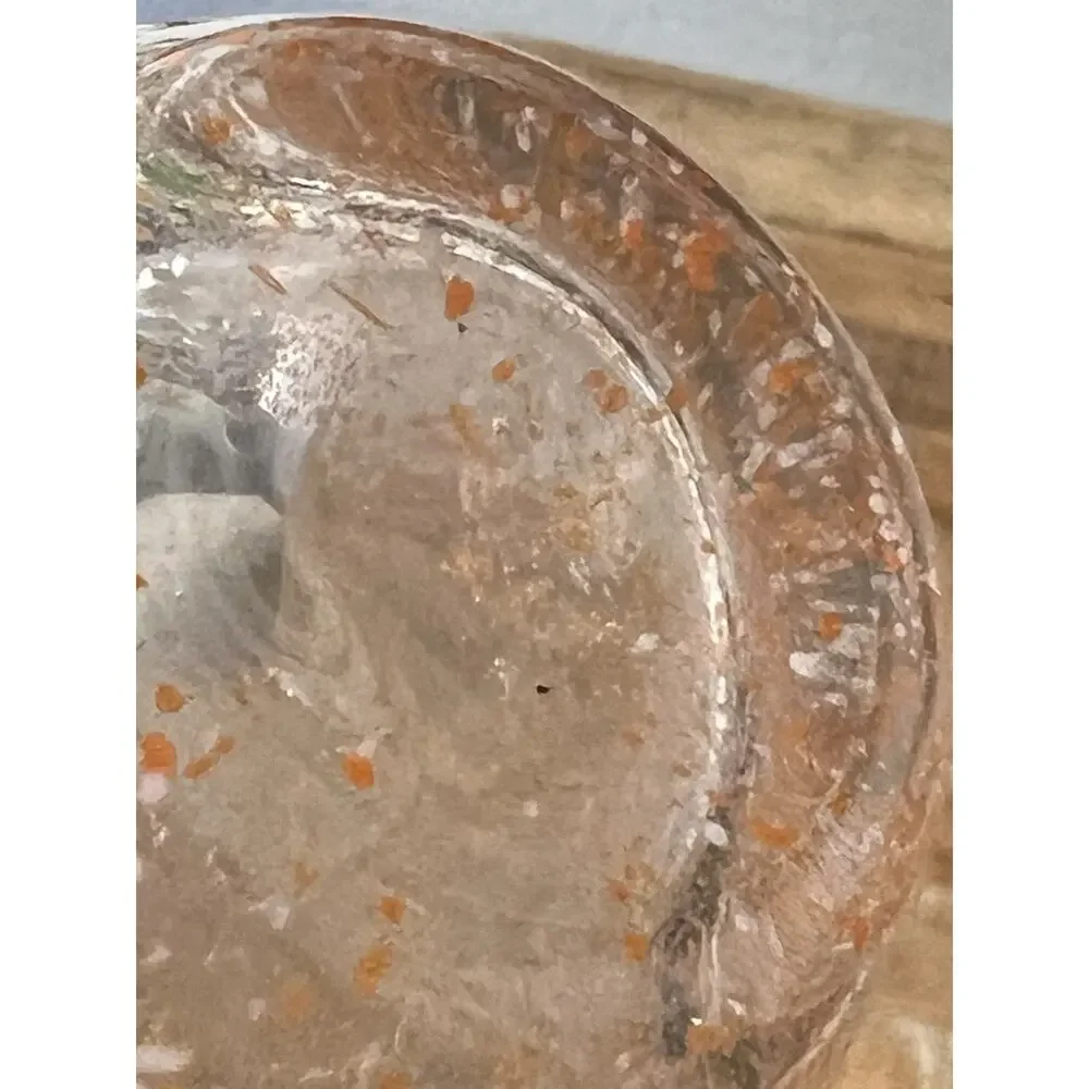 Art Glass Hydroponic Vase Clear Orange & White Speckled Gradient